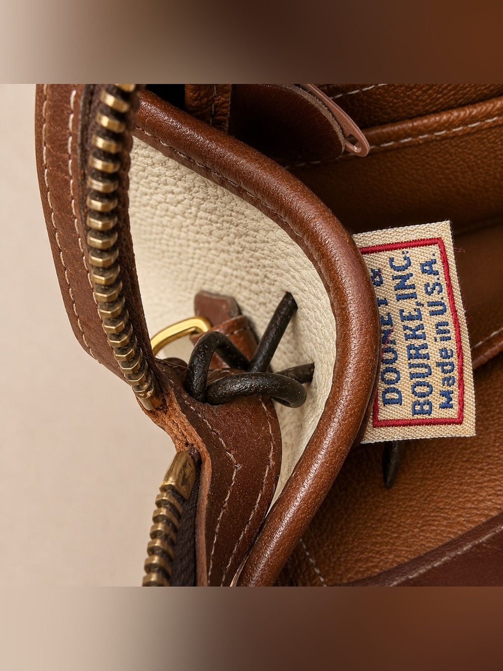 Vintage Dooney & Bourke All Leather Cream/British Tan Satchel Crossbody Bag USA - Picture 7 of 8